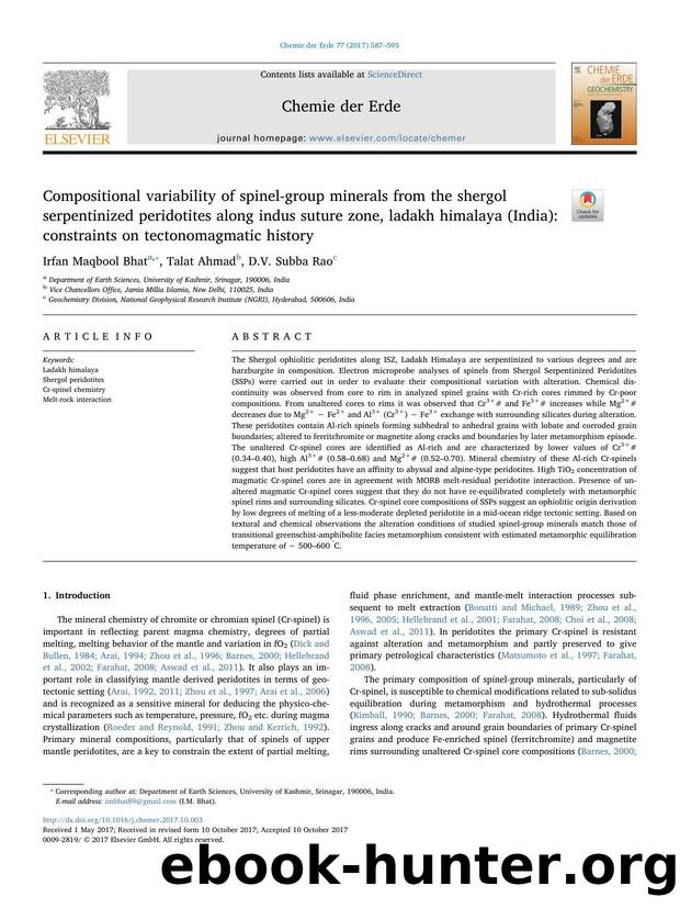 Compositional variability of spinel-group minerals from the shergol serpentinized peridotites along indus suture zone, ladakh himalaya (India)_ constraints on tectonomagmatic history by Irfan Maqbool Bhat