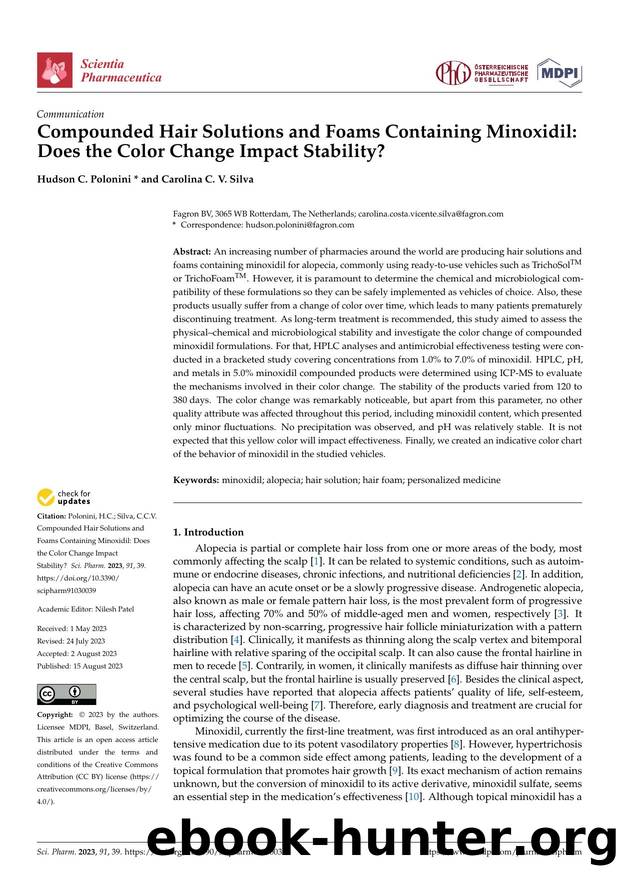 Compounded Hair Solutions and Foams Containing Minoxidil: Does the Color Change Impact Stability? by Hudson C. Polonini & Carolina C. V. Silva