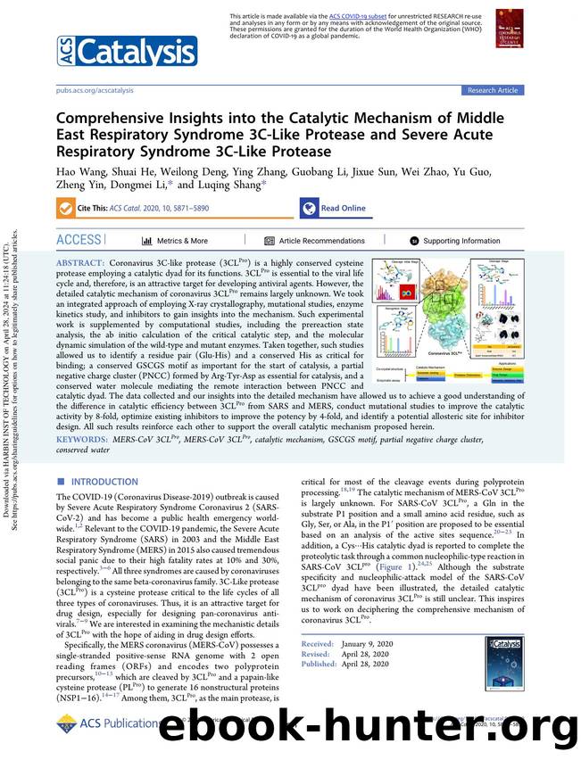 Comprehensive Insights into the Catalytic Mechanism of Middle East Respiratory Syndrome 3C-Like Protease and Severe Acute Respiratory Syndrome 3C-Like Protease by unknow