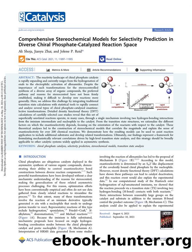 Comprehensive Stereochemical Models for Selectivity Prediction in Diverse Chiral Phosphate-Catalyzed Reaction Space by Ali Shoja Jianyu Zhai & Jolene P. Reid