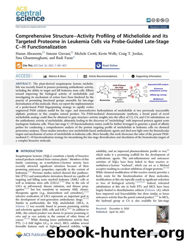 Comprehensive StructureâActivity Profiling of Micheliolide and its Targeted Proteome in Leukemia Cells via Probe-Guided Late-Stage CâH Functionalization by unknow