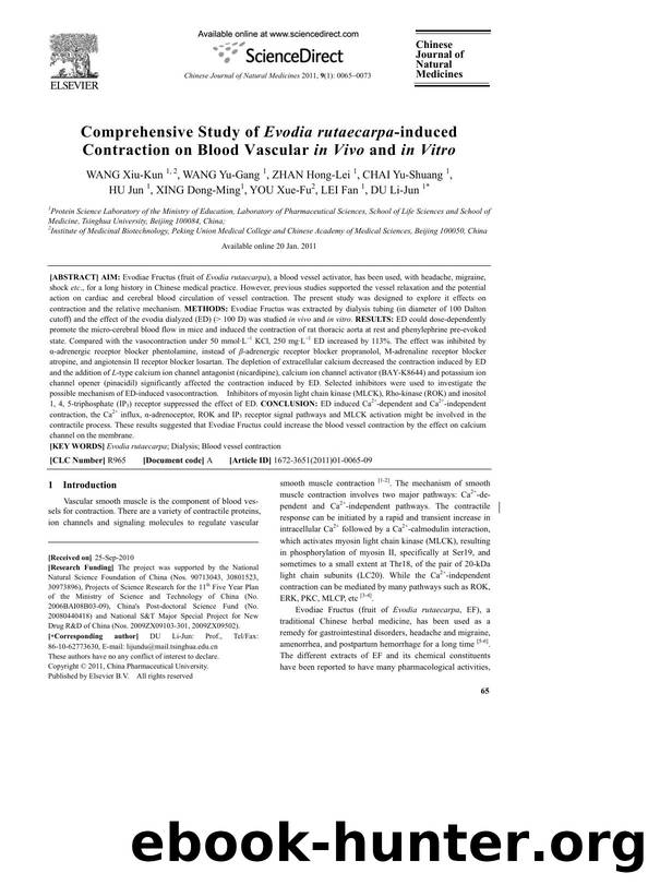 Comprehensive Study of Evodia rutaecarpa-induced Contraction on Blood Vascular in Vivo and in Vitro by unknow