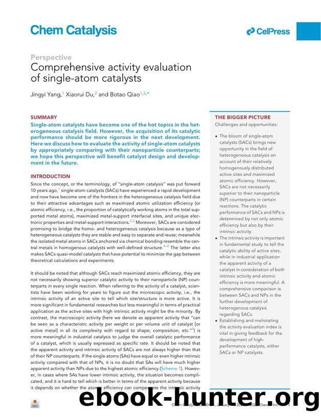Comprehensive activity evaluation of single-atom catalysts by Jingyi Yang & Xiaorui Du & Botao Qiao