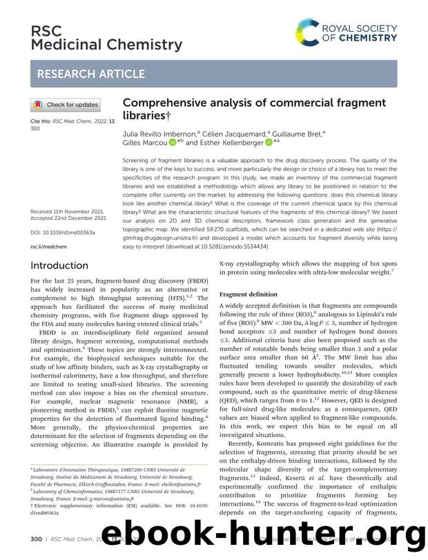 Comprehensive analysis of commercial fragment libraries by Julia Revillo Imbernon & Célien Jacquemard & Guillaume Bret & Gilles Marcou & Esther Kellenberger
