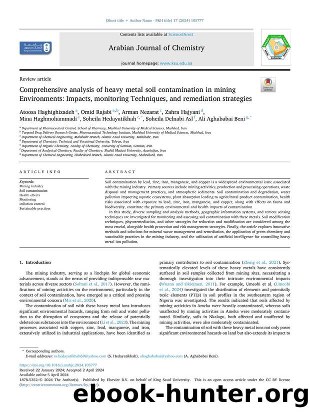 Comprehensive analysis of heavy metal soil contamination in mining Environments: Impacts, monitoring Techniques, and remediation strategies by unknow