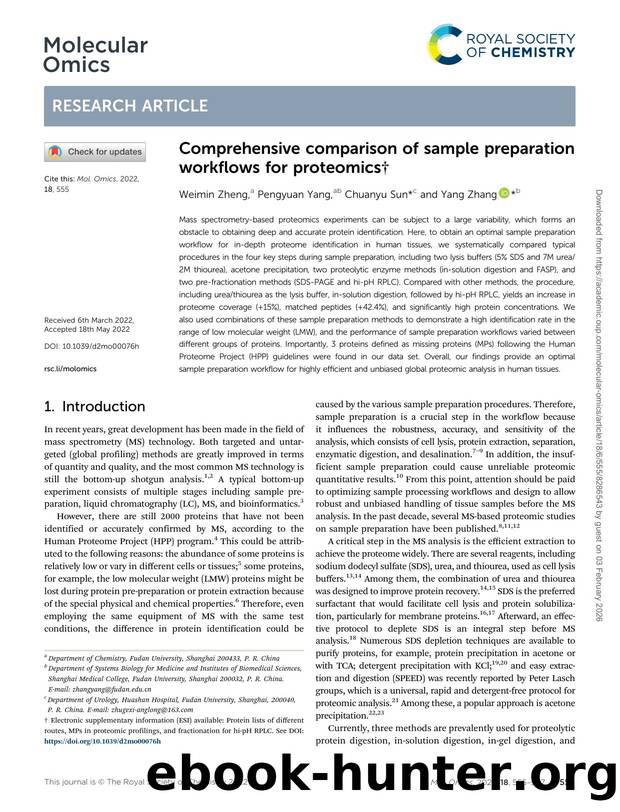 Comprehensive comparison of sample preparation workflows for proteomics by Weimin Zheng