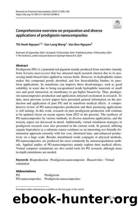 Comprehensive overview on preparation and diverse applications of prodigiosin nanocomposites by Thi Hanh Nguyen & San-Lang Wang & Van Bon Nguyen