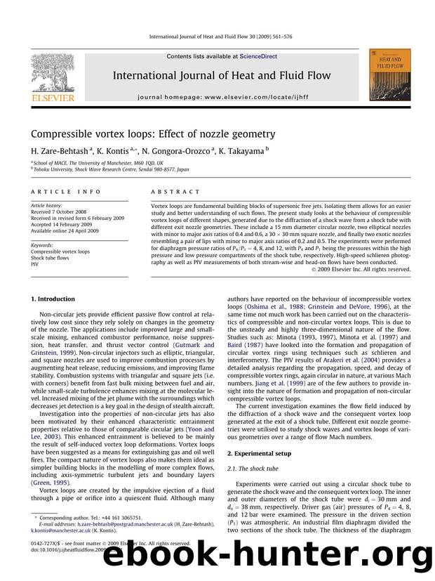 Compressible vortex loops: Effect of nozzle geometry by H. Zare-Behtash; K. Kontis; N. Gongora-Orozco; K. Takayama