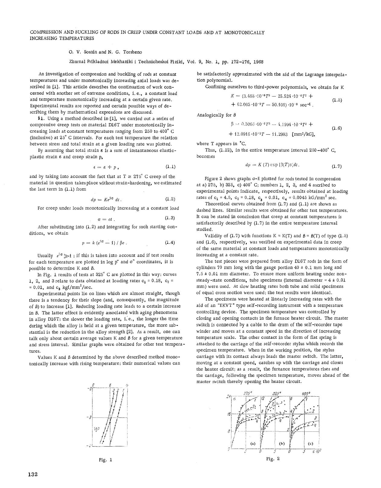 Compression and buckling of rods in creep under constant loads and at monotonically increasing temperatures by Unknown