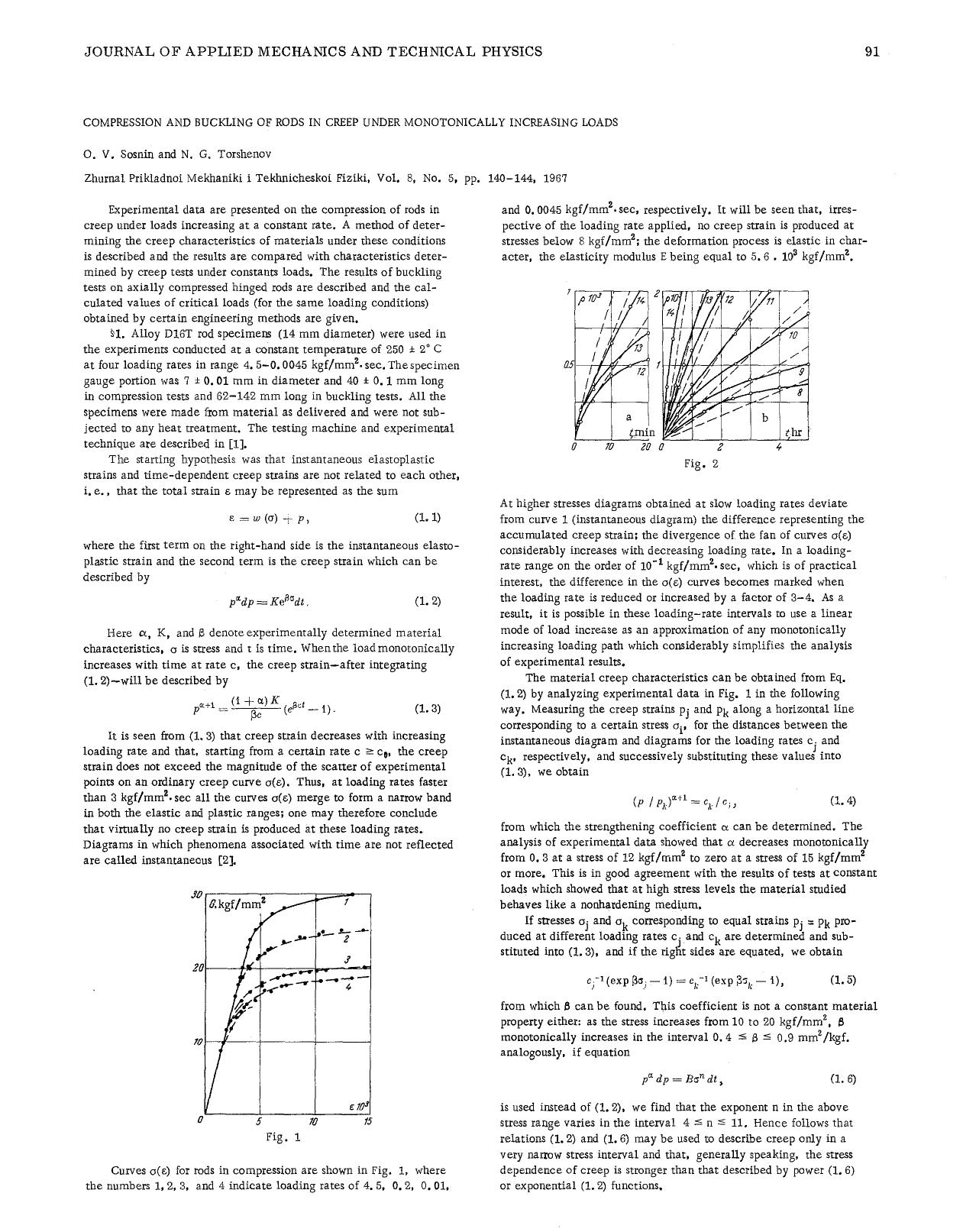 Compression and buckling of rods in creep under monotonically increasing loads by Unknown