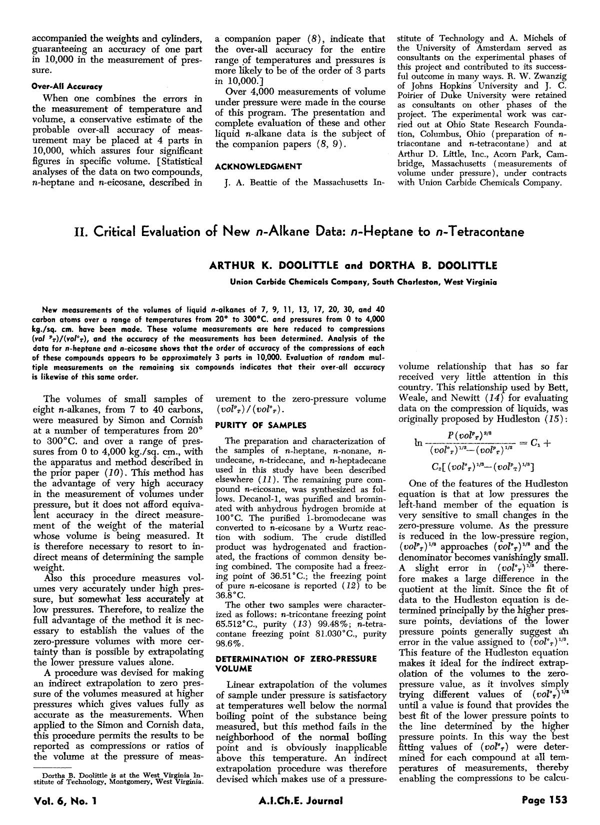 Compressions of liquids. II. Critical evaluation of new n-alkane data: n-Heptane to n-tetracontane by Unknown