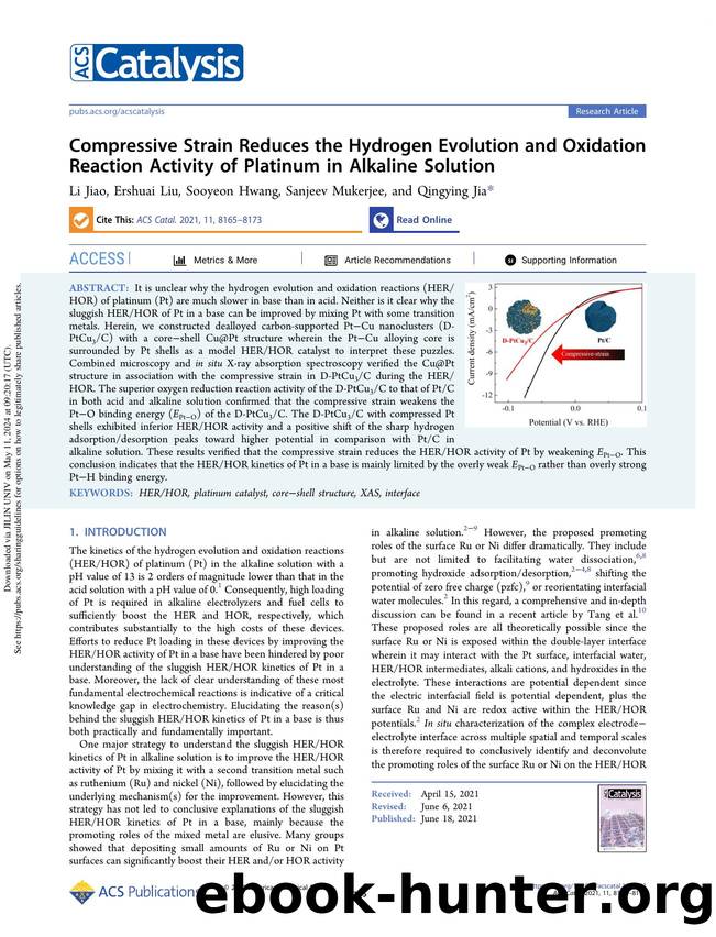 Compressive Strain Reduces the Hydrogen Evolution and Oxidation Reaction Activity of Platinum in Alkaline Solution by Li Jiao Ershuai Liu Sooyeon Hwang Sanjeev Mukerjee & Qingying Jia
