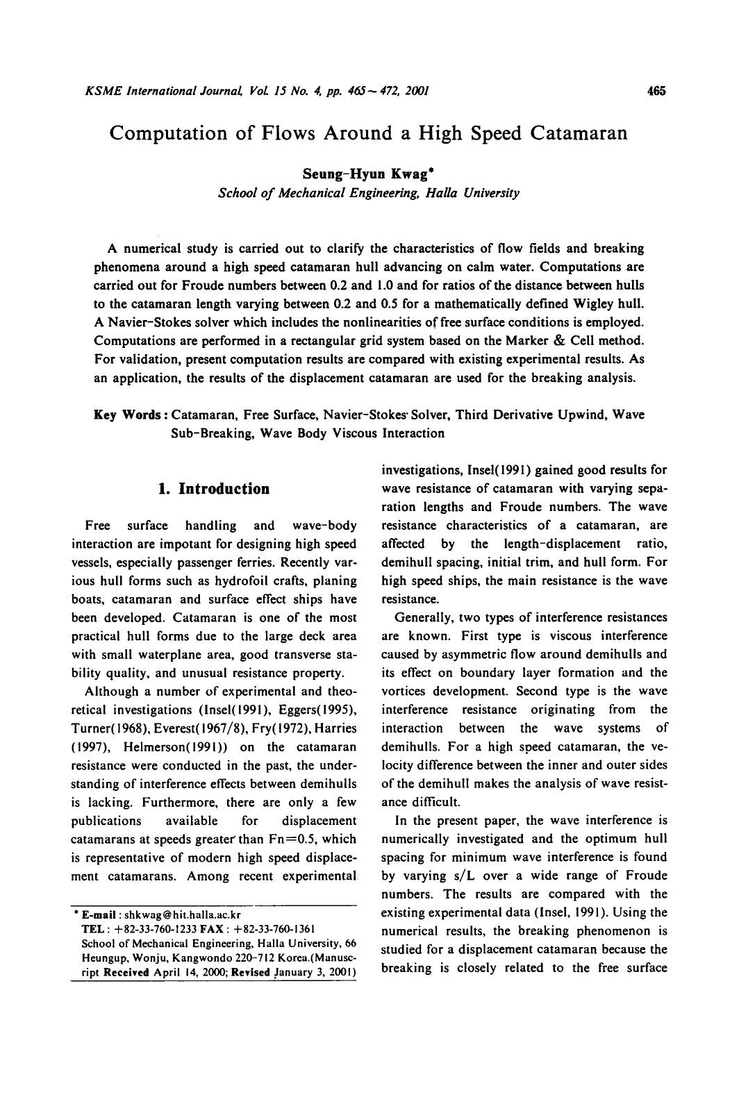 Computation of flows around a high speed catamaran by Unknown