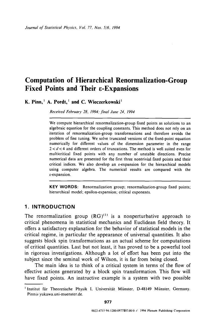 Computation of hierarchical renormalization-group fixed points and their ε-expansions by Unknown