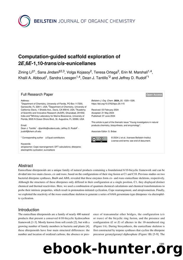 Computation-guided scaffold exploration of 2E,6E-1,10-transcis-eunicellanes by unknow