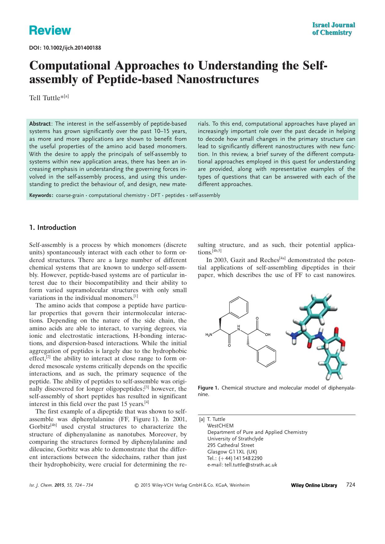Computational Approaches to Understanding the Selfassembly of Peptidebased Nanostructures by Unknown