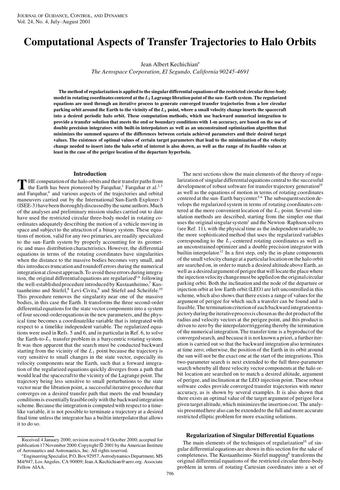 Computational Aspects of Transfer Trajectories to Halo Orbits by Unknown