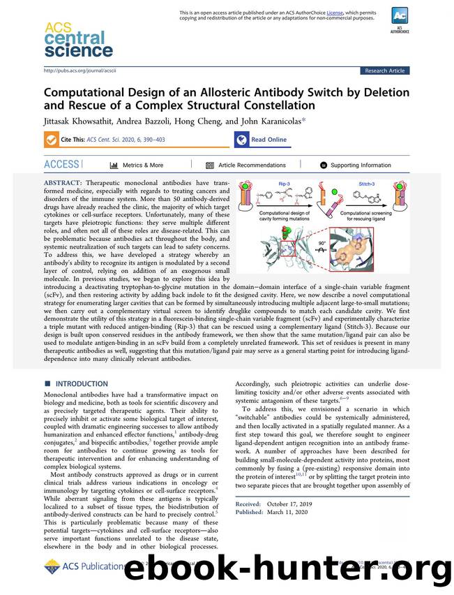 Computational Design of an Allosteric Antibody Switch by Deletion and Rescue of a Complex Structural Constellation by Jittasak Khowsathit & Andrea Bazzoli & Hong Cheng & John Karanicolas (ORCID: 0000-0003-0300-726X)