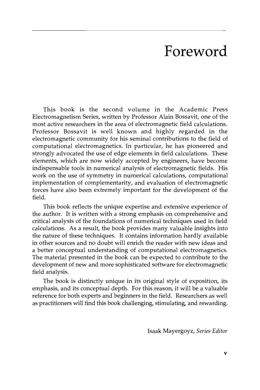 Computational Electromagnetism. Variational Formulations, Complementarity, Edge Elements by Alain Bossavit (Auth.)