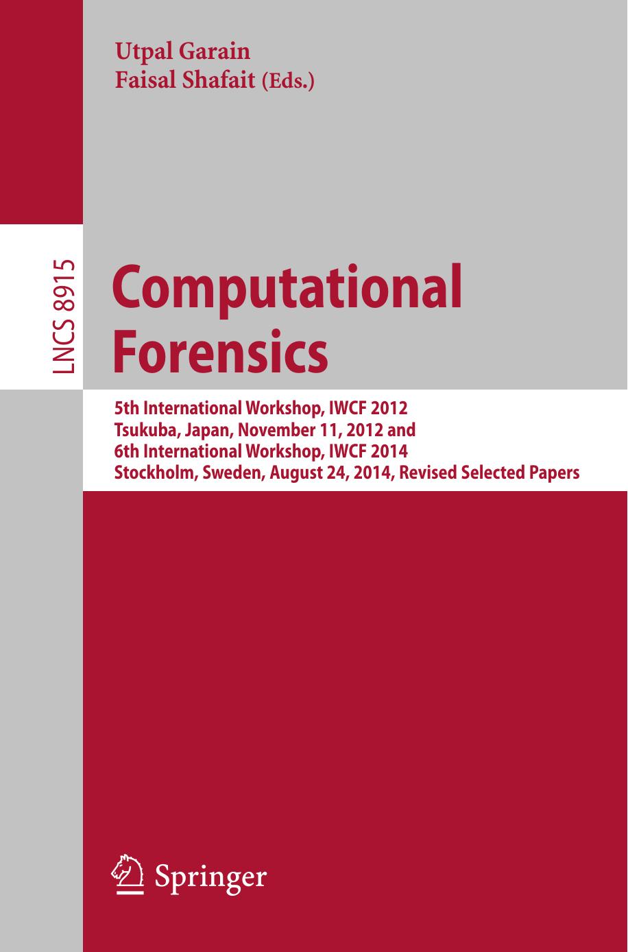 Computational Forensics 5th International Workshop by Unknown