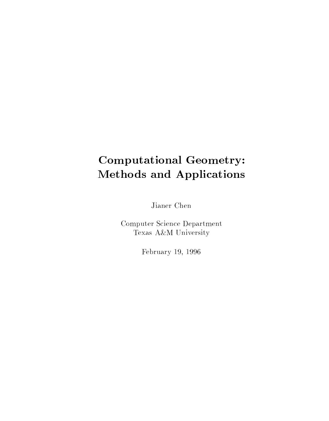 Computational Geometry by Jianer Chen