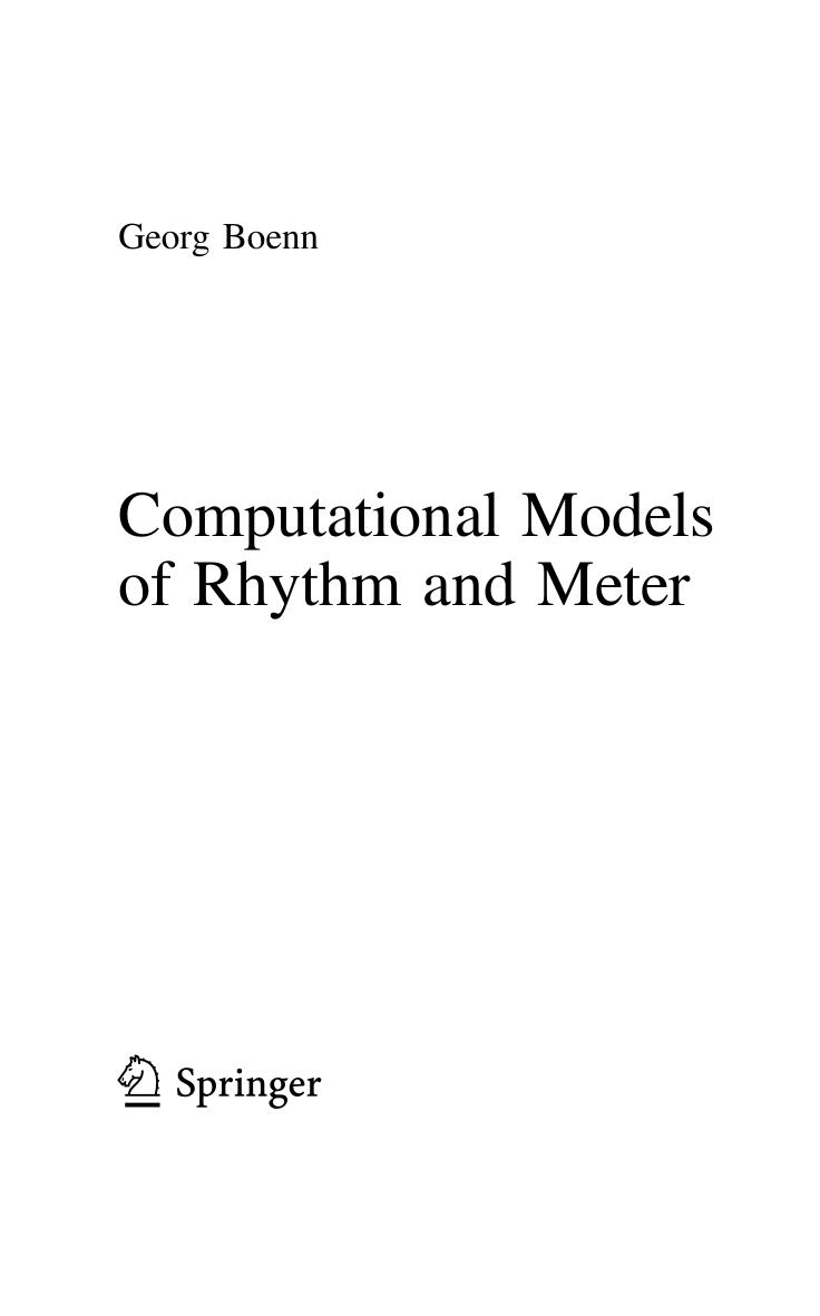 Computational Models of Rhythm and Meter by Georg Boenn