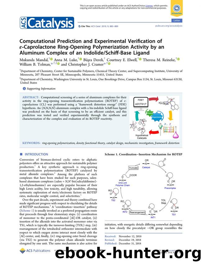 Computational Prediction and Experimental Verification of Îµ-Caprolactone Ring-Opening Polymerization Activity by an Aluminum Complex of an IndolideSchiff-Base Ligand by unknow