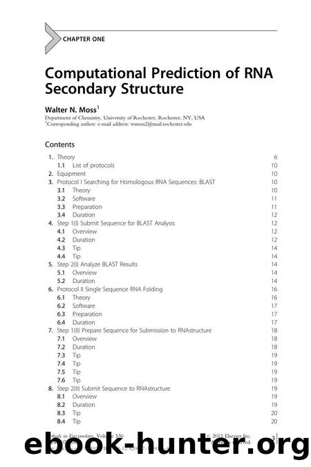Computational Prediction of RNA Secondary Structure by Walter N. Moss