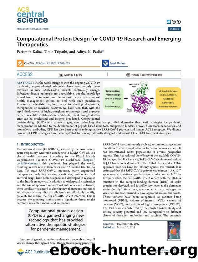 Computational Protein Design for COVID-19 Research and Emerging Therapeutics by unknow