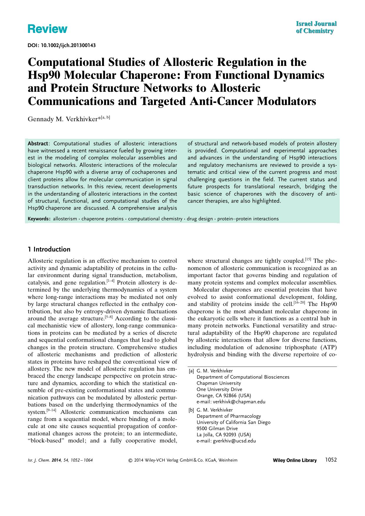 Computational Studies of Allosteric Regulation in the Hsp90 Molecular Chaperone: From Functional Dynamics and Protein Structure Networks to Allosteric Communications and Targeted AntiCancer Modulators by Unknown