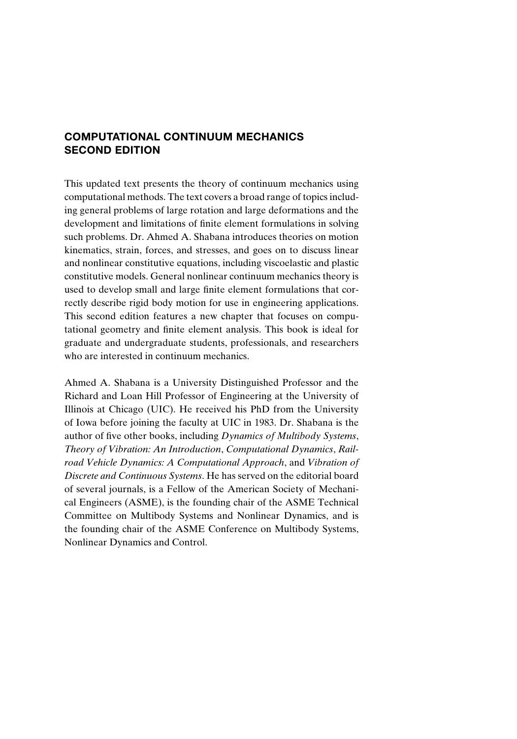 Computational continuum mechanics by Ahmed A Shabana