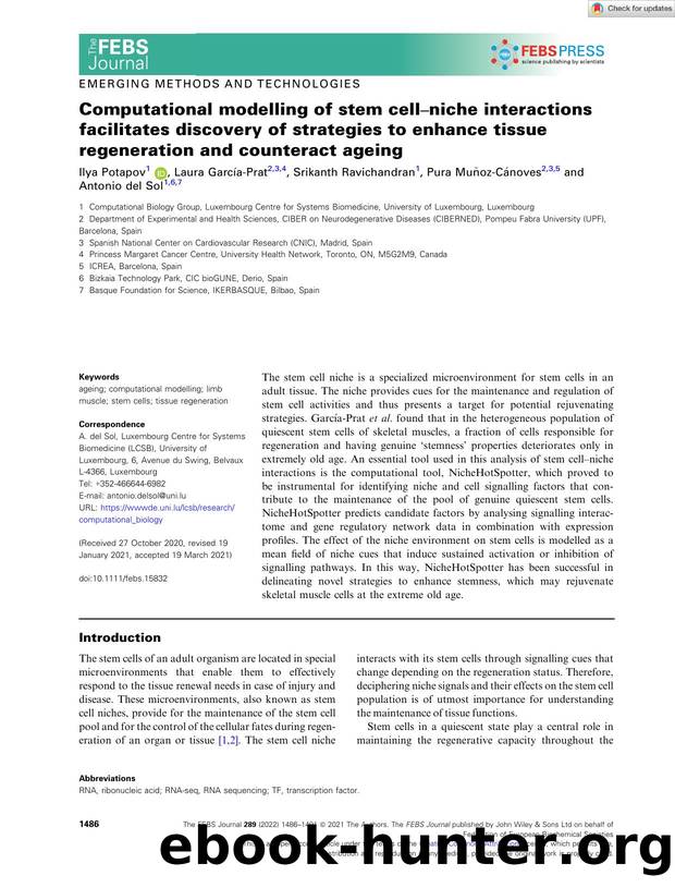 Computational modelling of stem cellâniche interactions facilitates discovery of strategies to enhance tissue regeneration and counteract ageing by Unknown