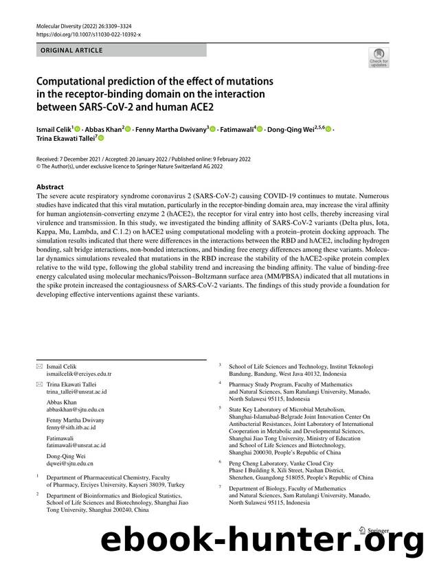Computational prediction of the effect of mutations in the receptor-binding domain on the interaction between SARS-CoV-2 and human ACE2 by unknow