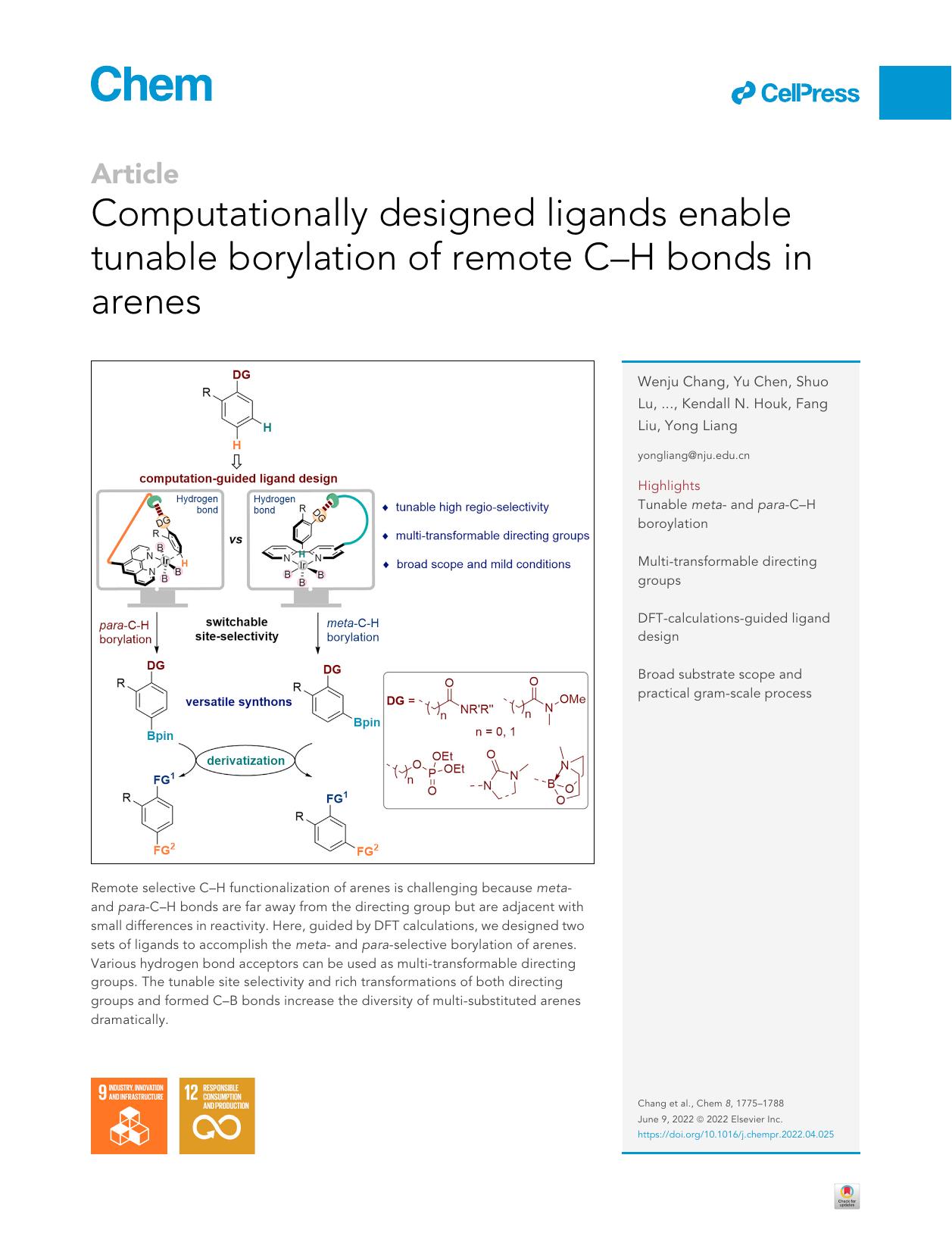 Computationally designed ligands enable tunable borylation of remote C-H bonds in arenes by unknow