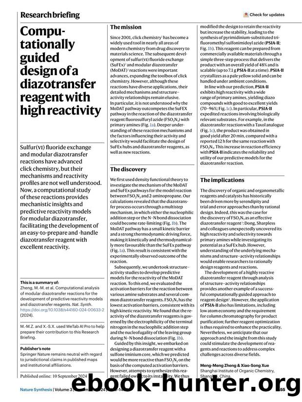 Computationally guided design of a diazotransfer reagent with high reactivity by Unknown