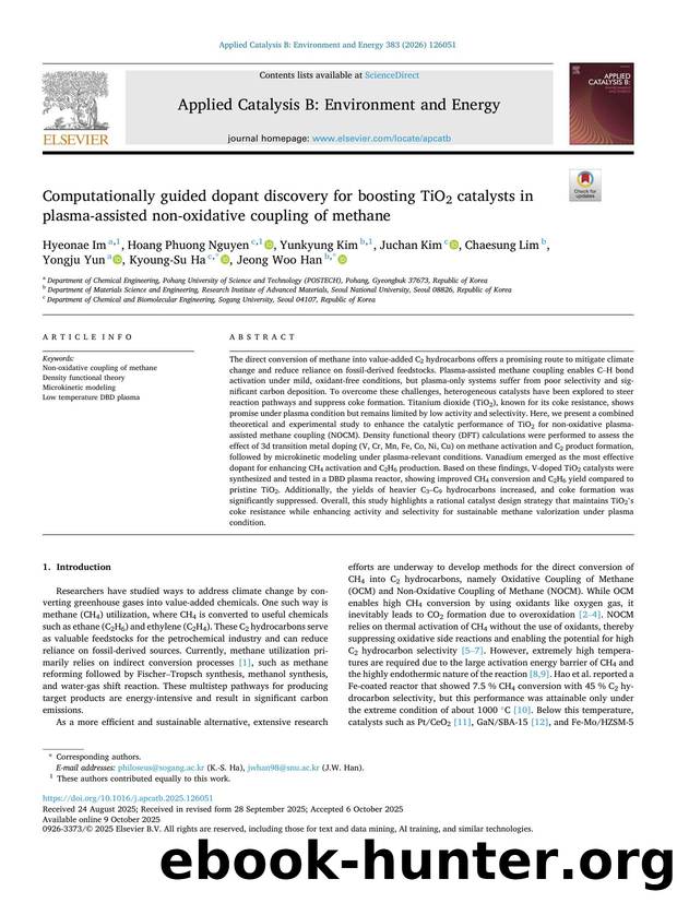 Computationally guided dopant discovery for boosting TiO2 catalysts in plasma-assisted non-oxidative coupling of methane by unknow