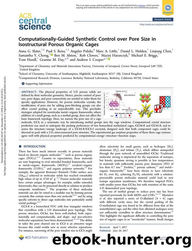 Computationally-Guided Synthetic Control over Pore Size in Isostructural Porous Organic Cages by unknow