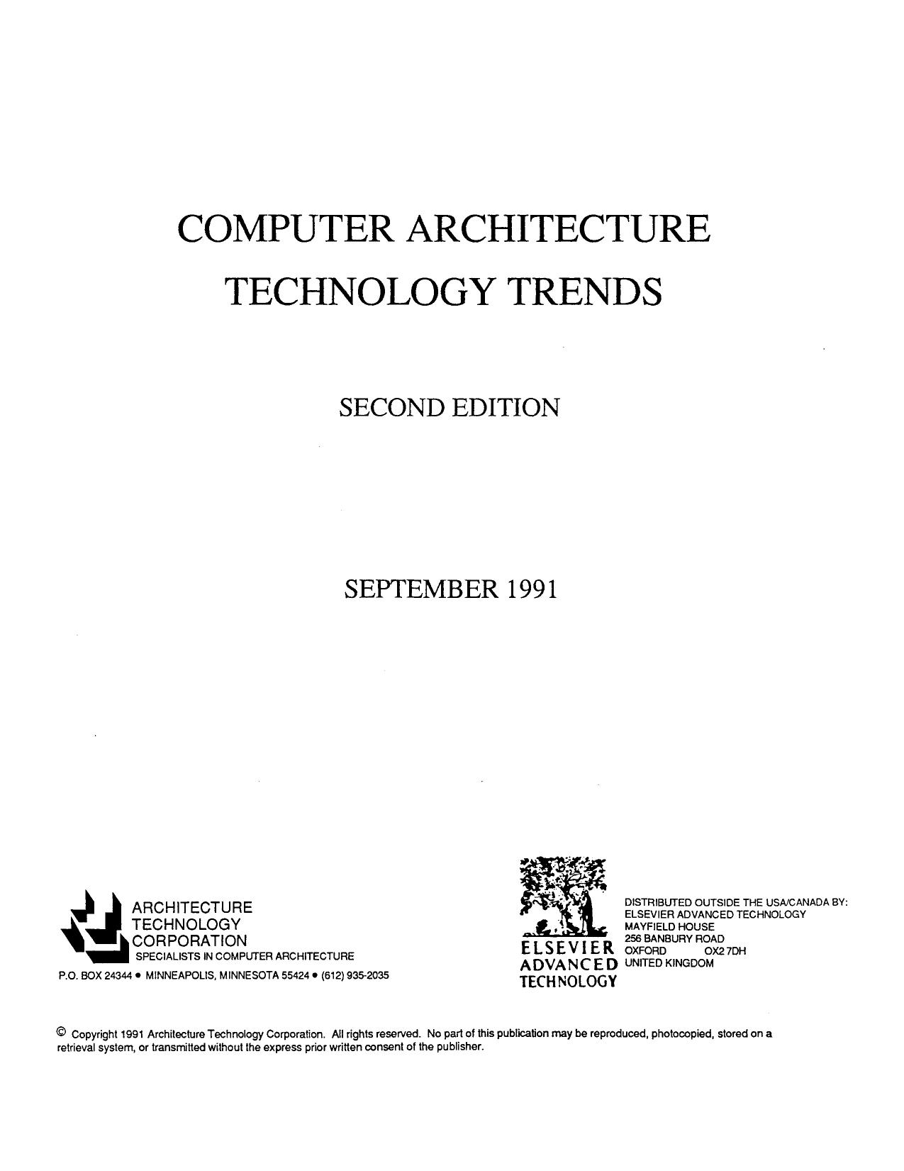 Computer Architecture Technology Trends by Architecture Technology Corp. (Auth.)