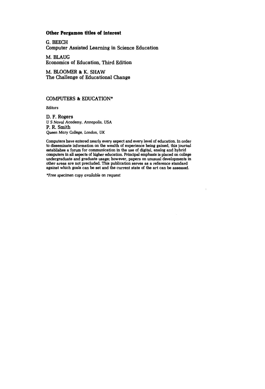 Computer Assisted Learning in Physics Education by Alfred Bork (Eds.)