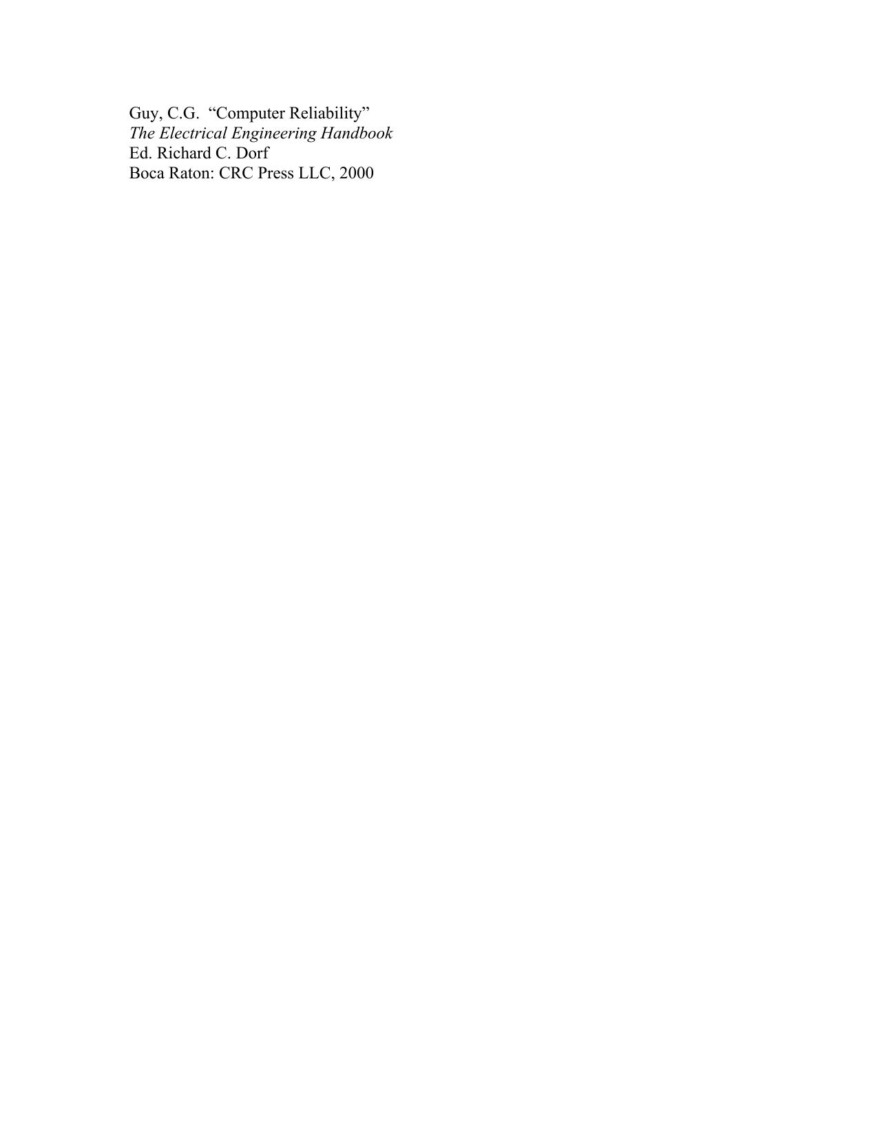 Computer EngineeringComputer Reliability by Chris G. Guy