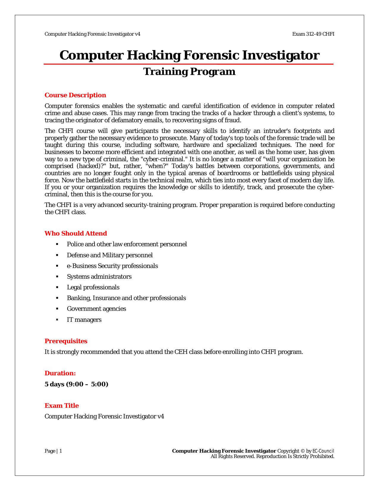 Computer Hacking Forensic Investigator by ECCIND040