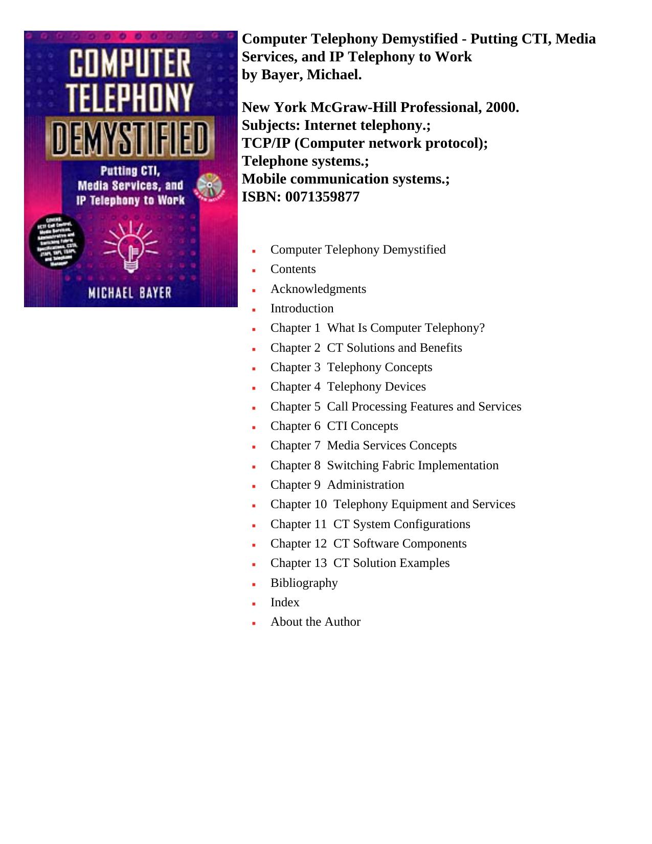 Computer Telephony Demystified (prepared by sabbanji) by Computer telephony demystified(2004)(704)