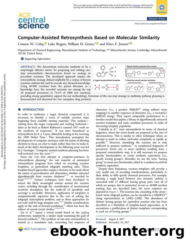 Computer-Assisted Retrosynthesis Based on Molecular Similarity by Connor W. Coley Luke Rogers William H. Green & Klavs F. Jensen