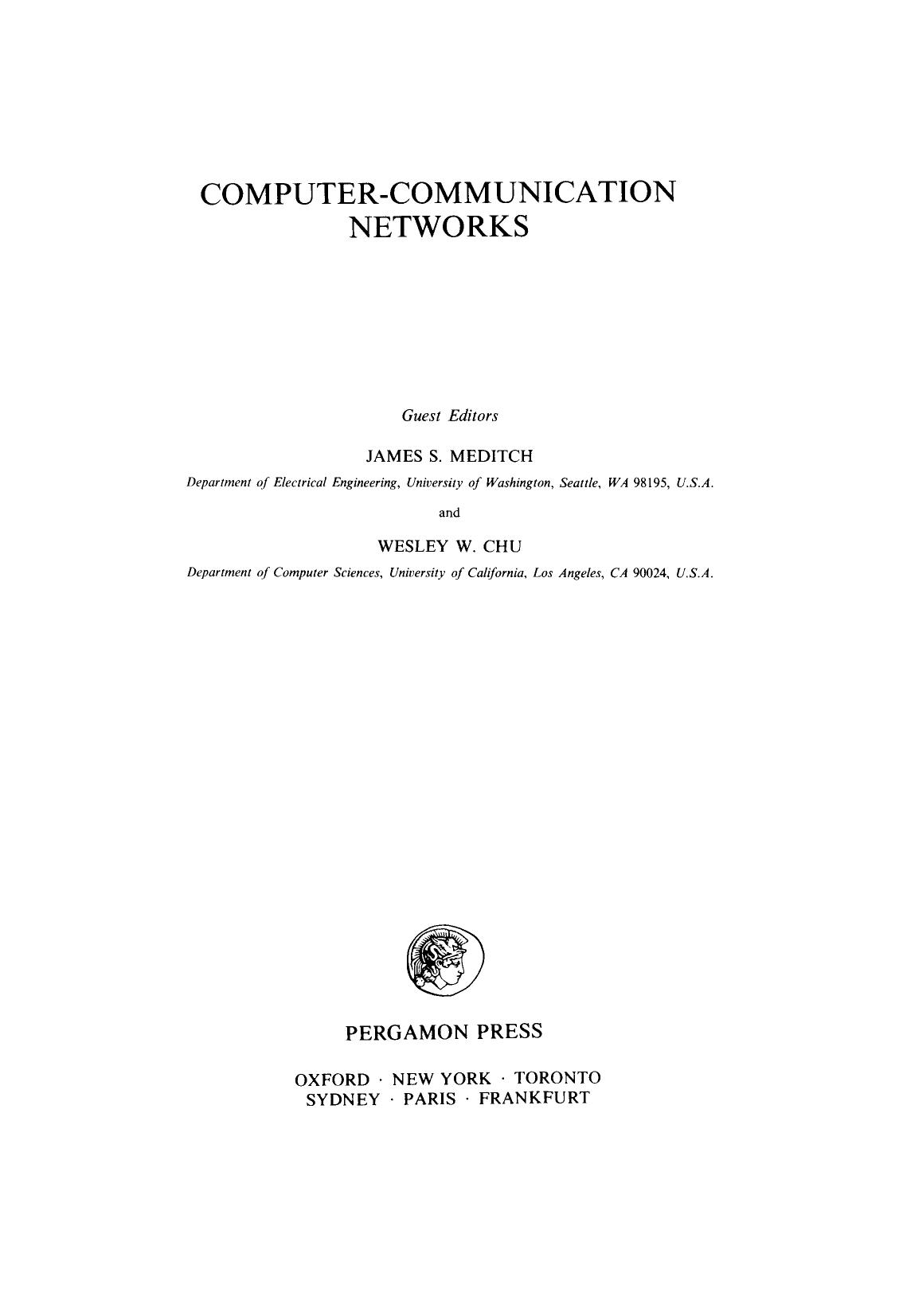 Computer-Communication Networks by J. S. Meditch W. E. Chu