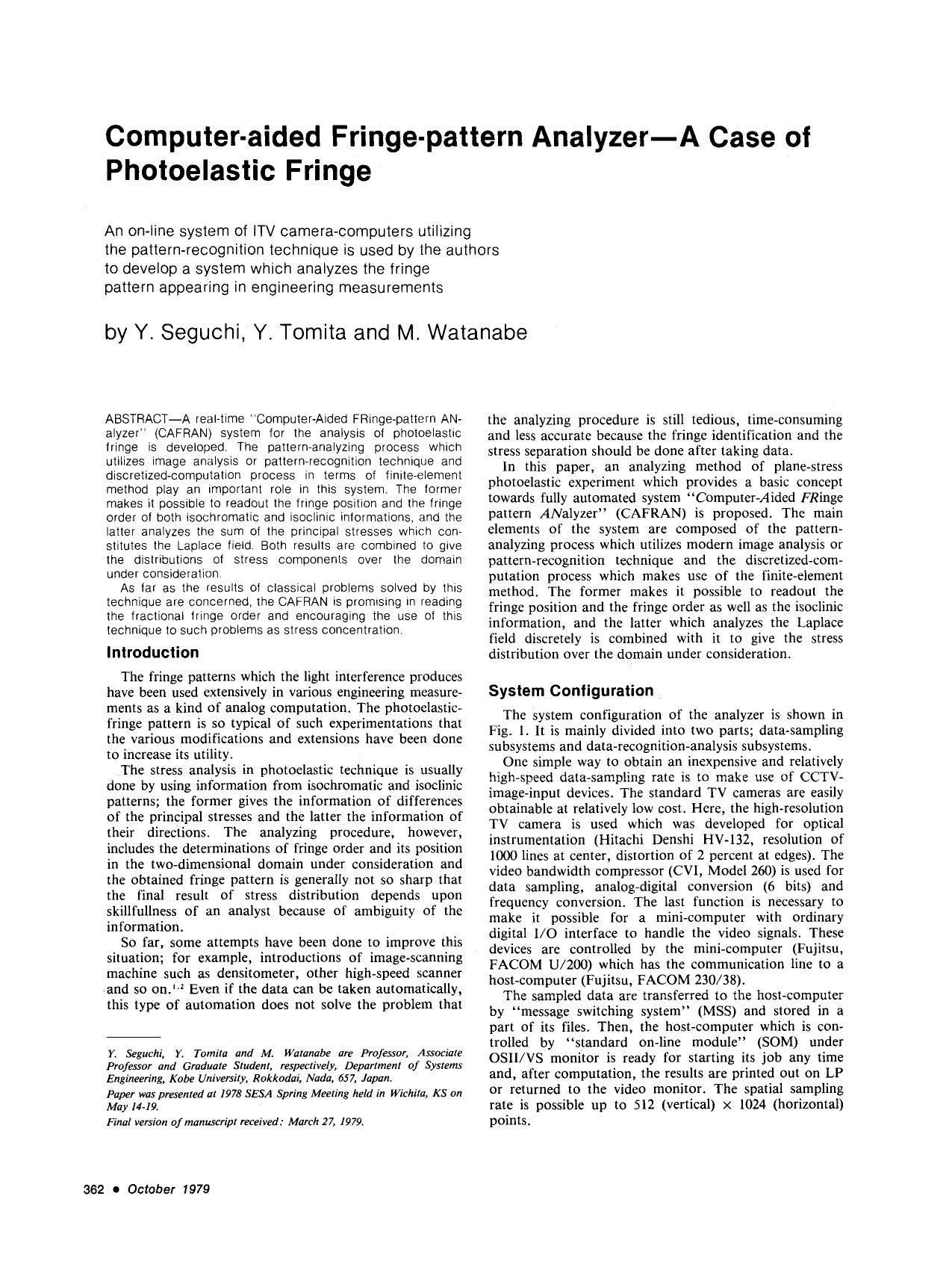 Computer-aided fringe-pattern analyzer—A case of photoelastic fringe by Unknown