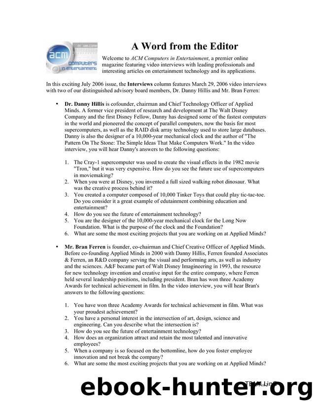 Computers in Entertainment Vol 4 Issue 3 by TEAM LinG