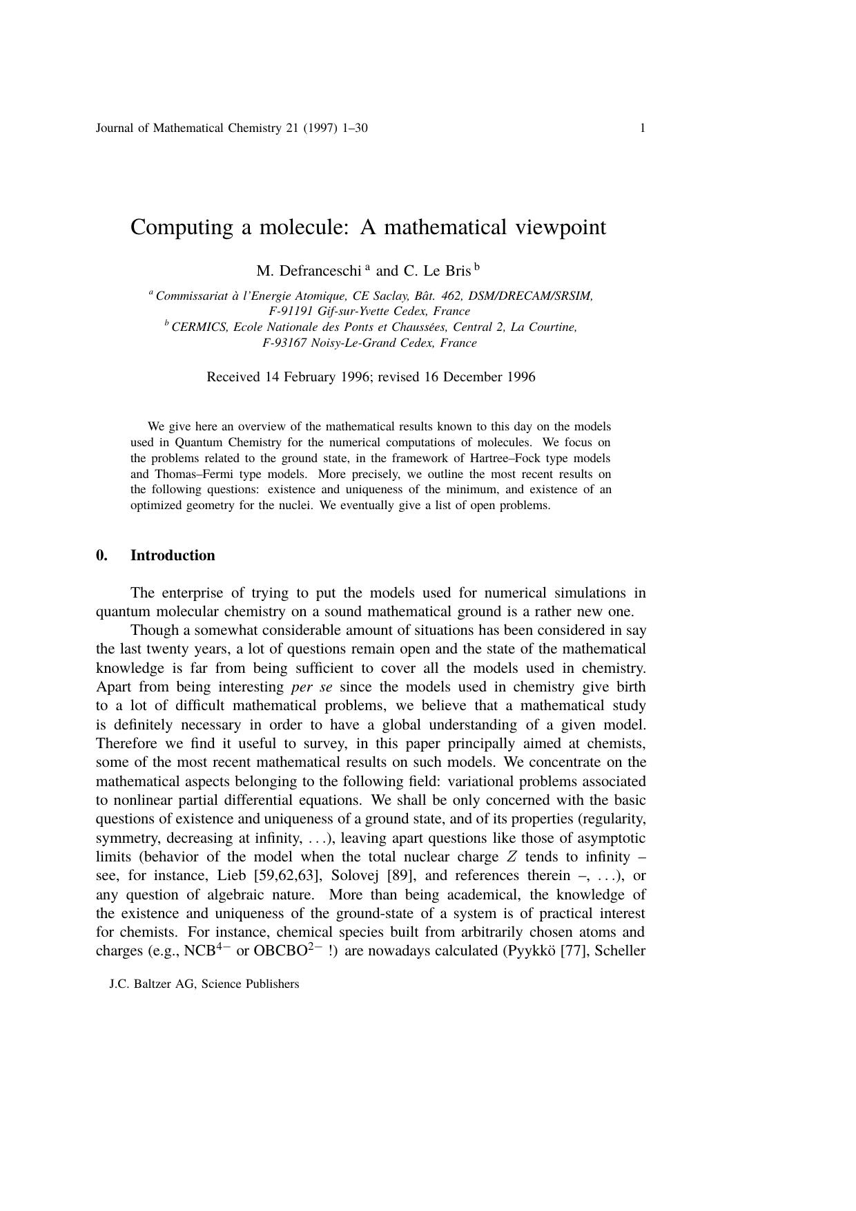 Computing a molecule: A mathematical viewpoint by Unknown