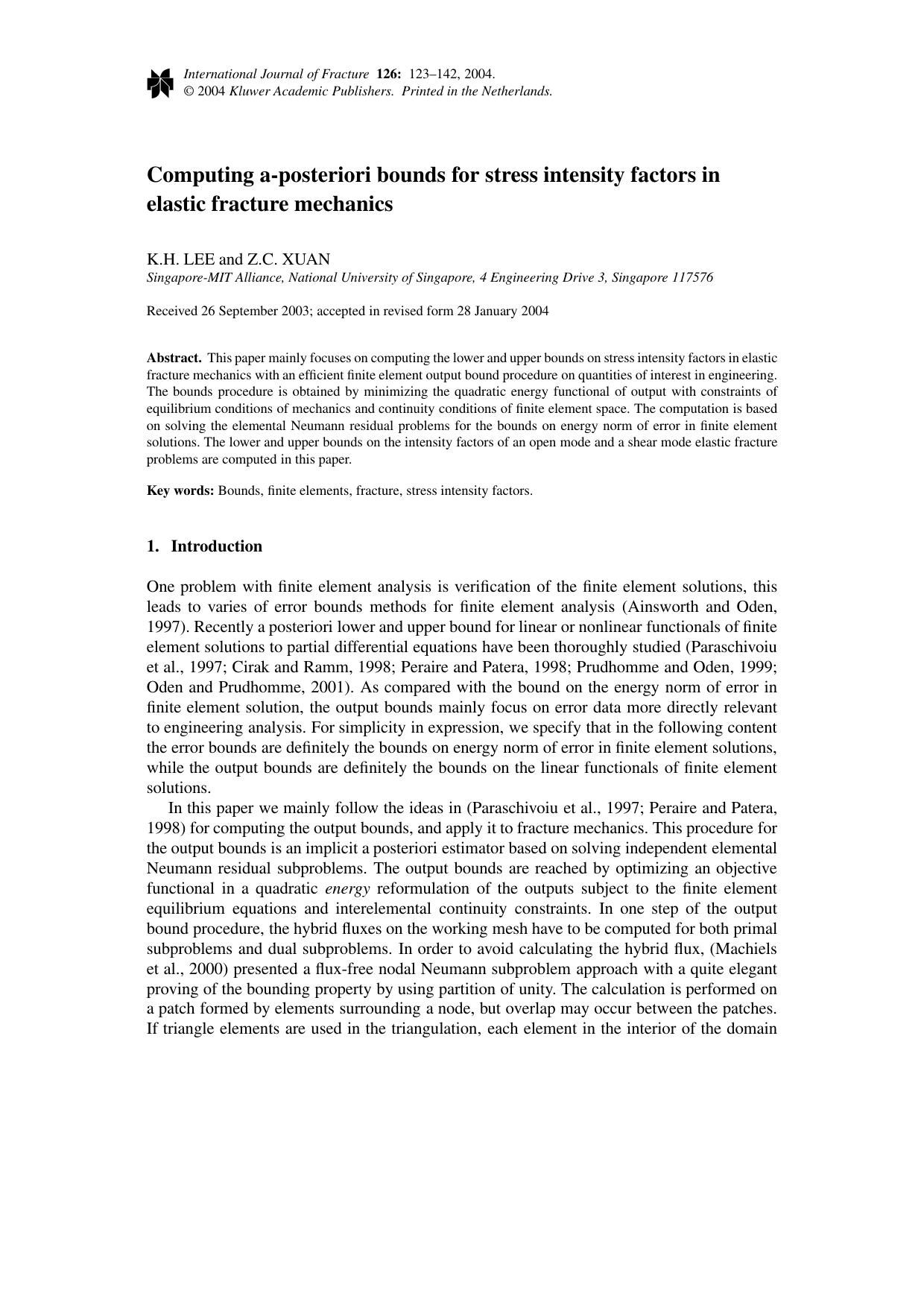 Computing a-posteriori bounds for stress intensity factors in elastic fracture mechanics by Unknown