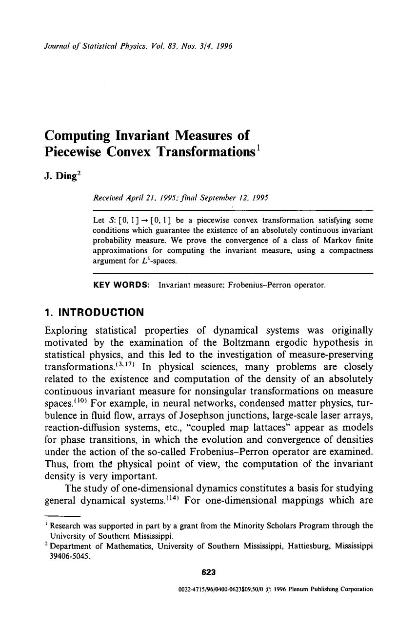 Computing invariant measures of piecewise convex transformations by Unknown