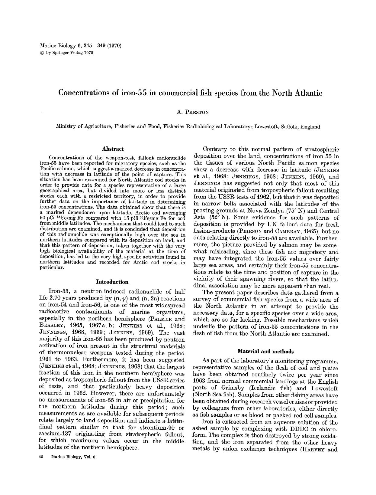 Concentrations of iron-55 in commercial fish species from the North Atlantic by Unknown